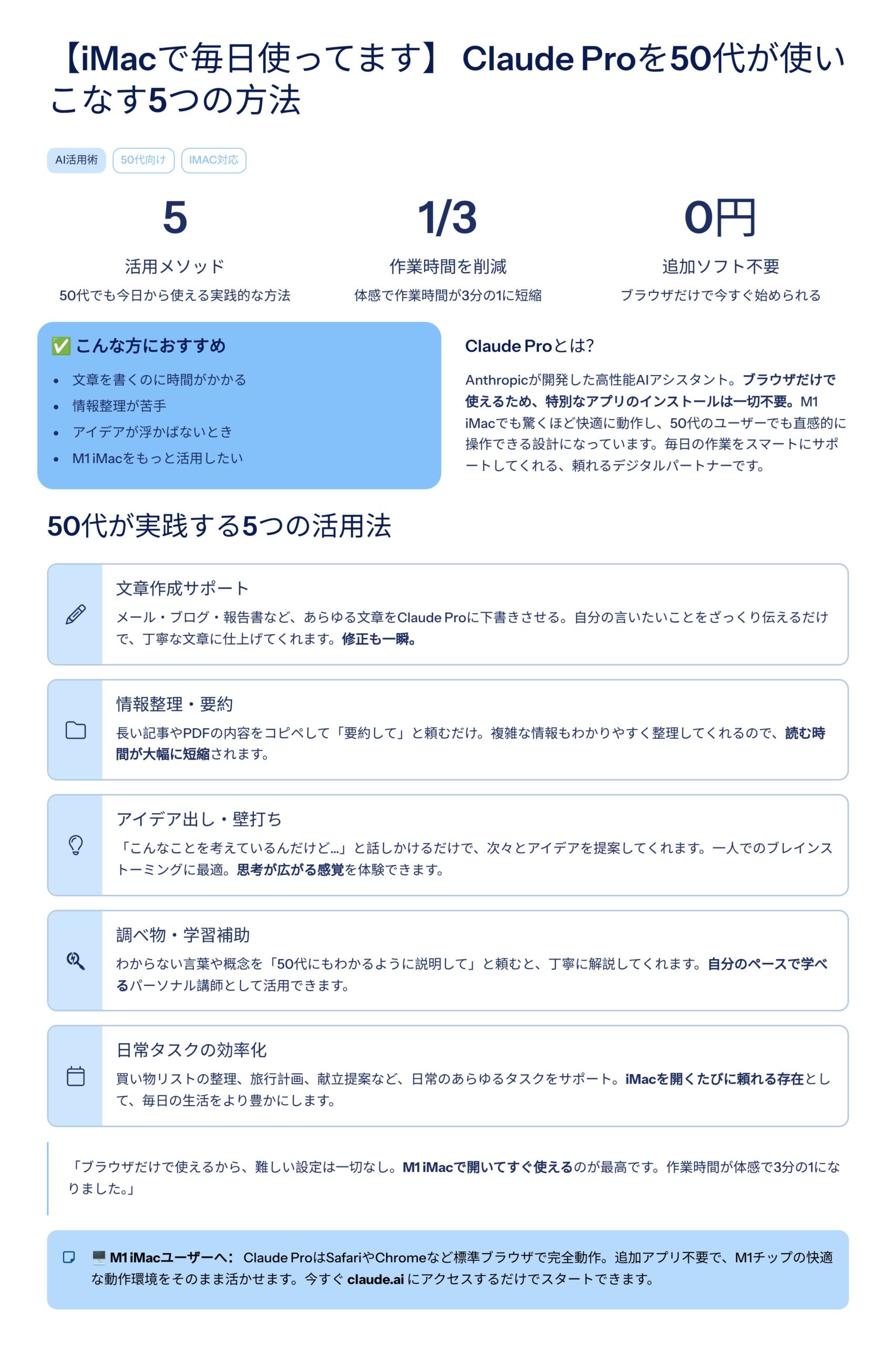 Claude Proを50代が使いこなす5つの方法